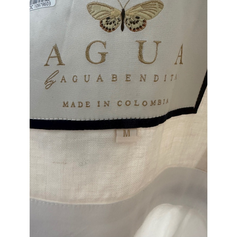 Agua by Agua Bendita Curandera Lima Remedios Linen Maxi Dress M Embroidered - Picture 7 of 11